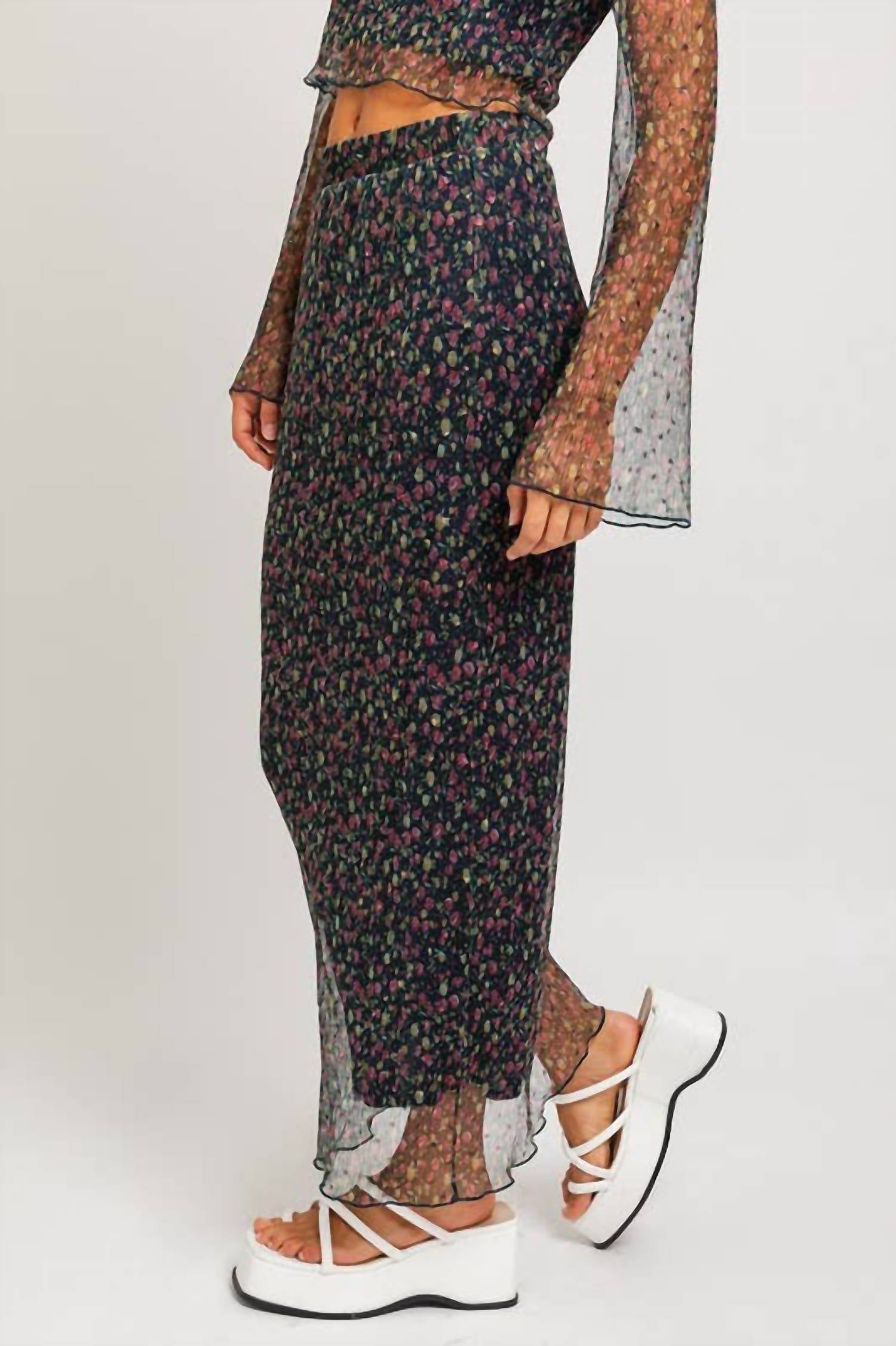Le Lis - Flared Mesh Printed Maxi Skirt