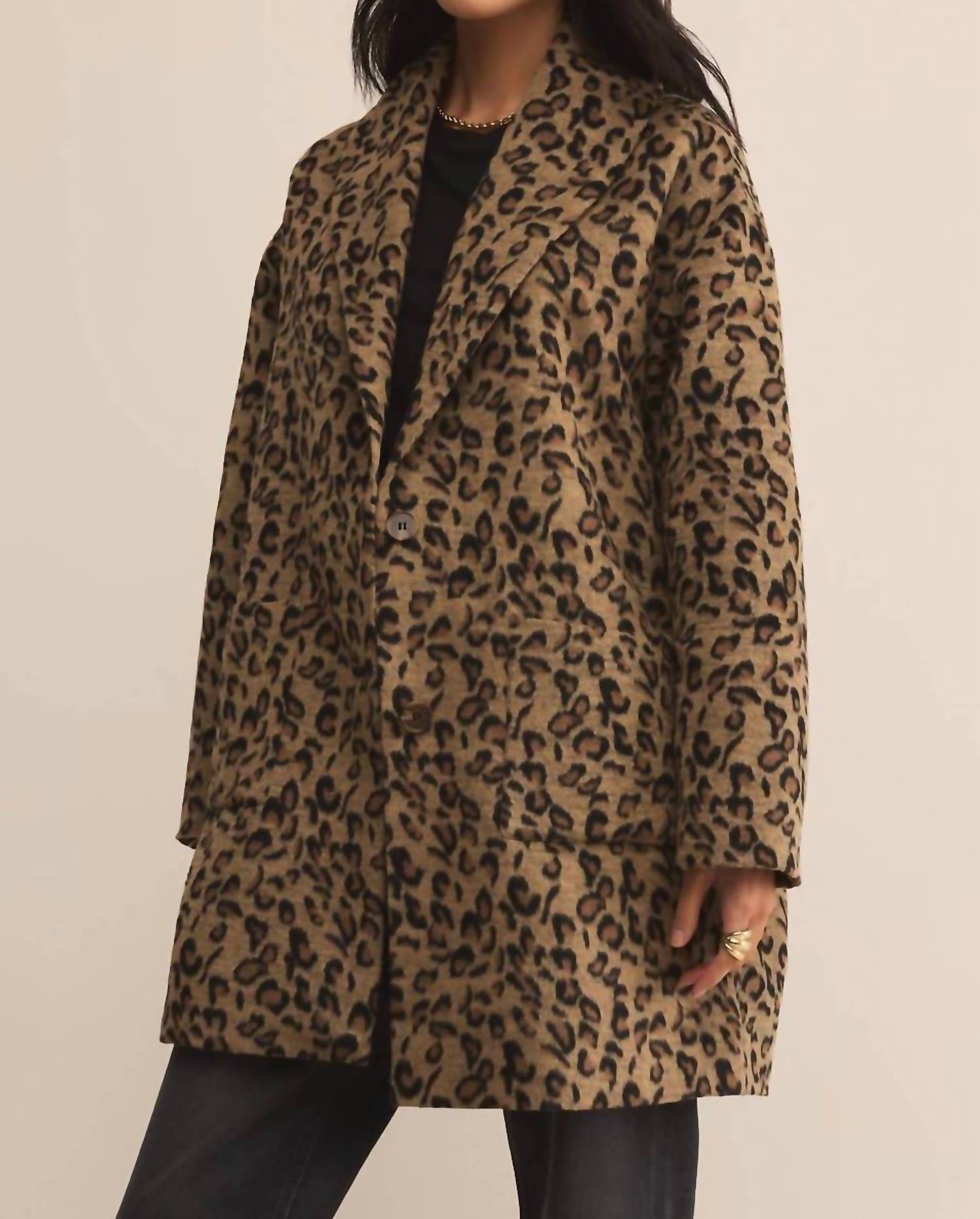 Z Supply Lennon Leopard Coat in suede - women's jacket - alternate view