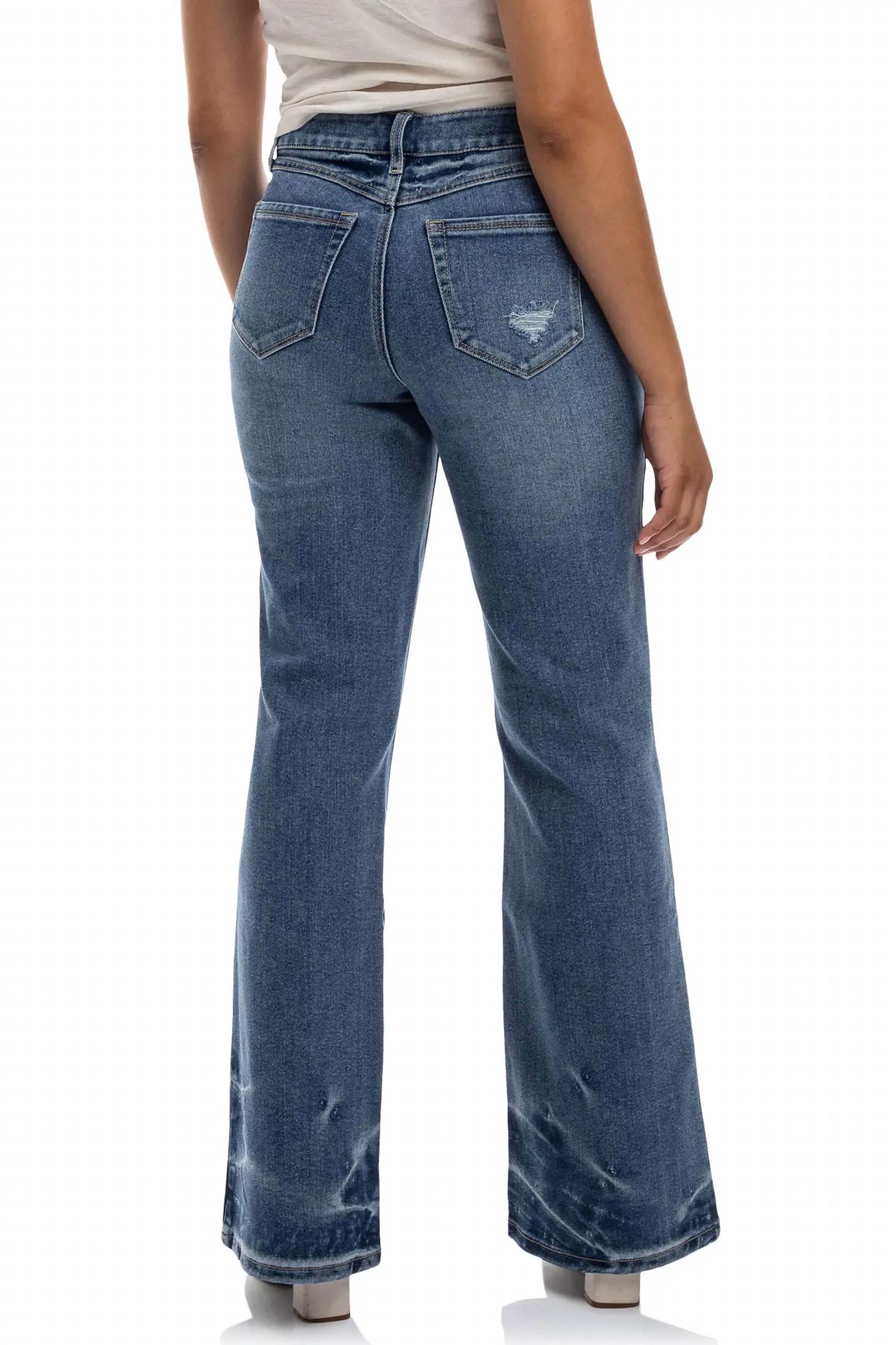 1822 Denim - Leilani Mid Rise Destructed Mini Bootcut Jeans