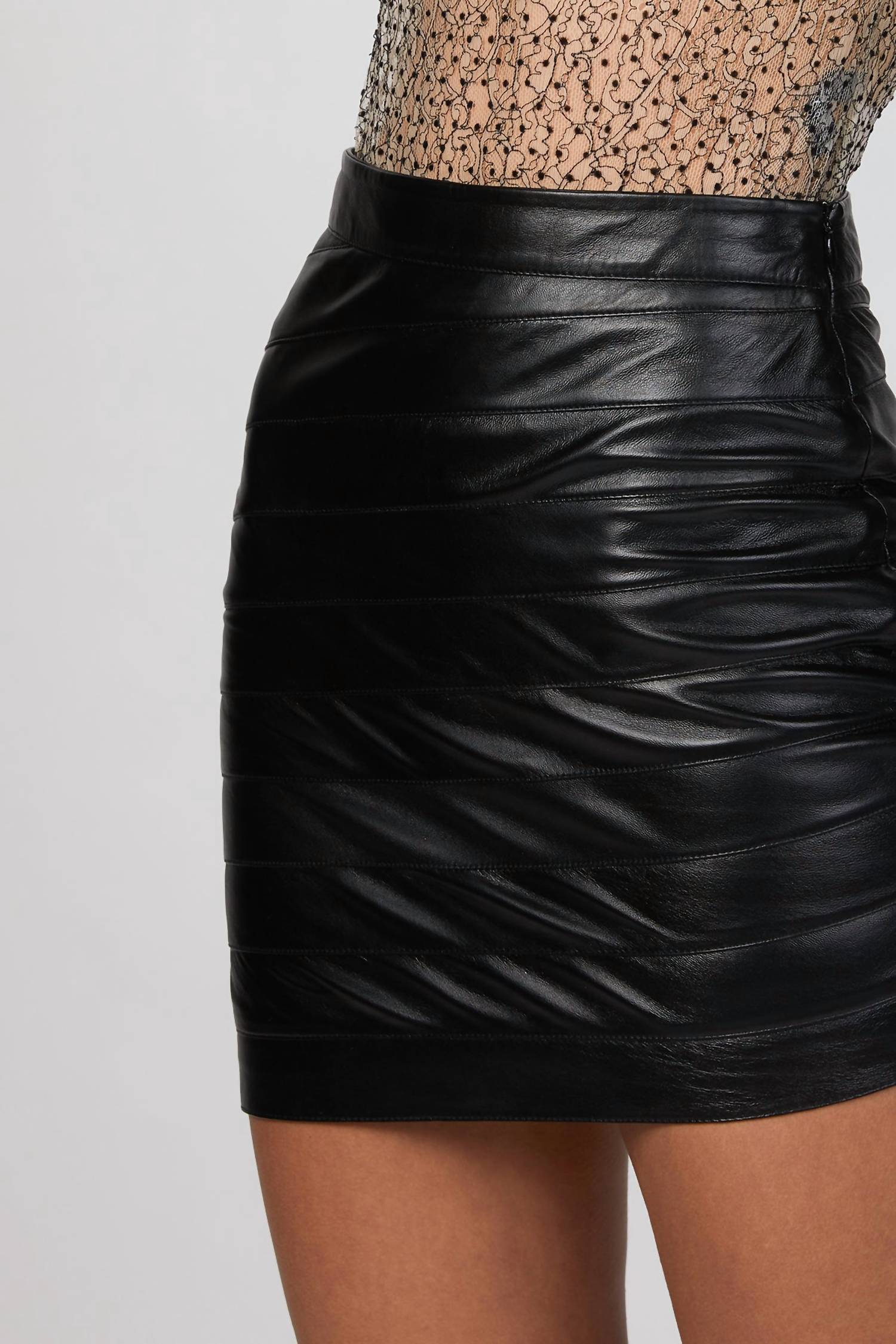 LAYERED MINI LEATHER SKIRT
