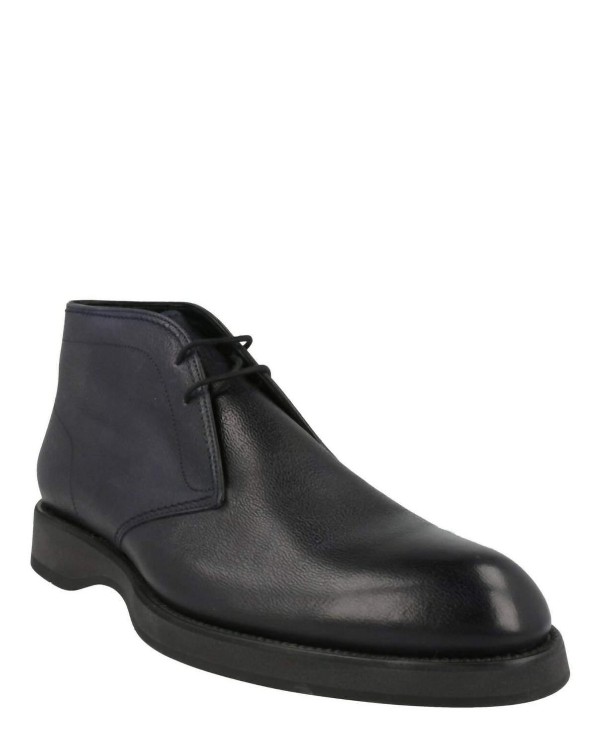 Brioni Men's Desert Leather Ankle Boots in midnight blue - men's shoe