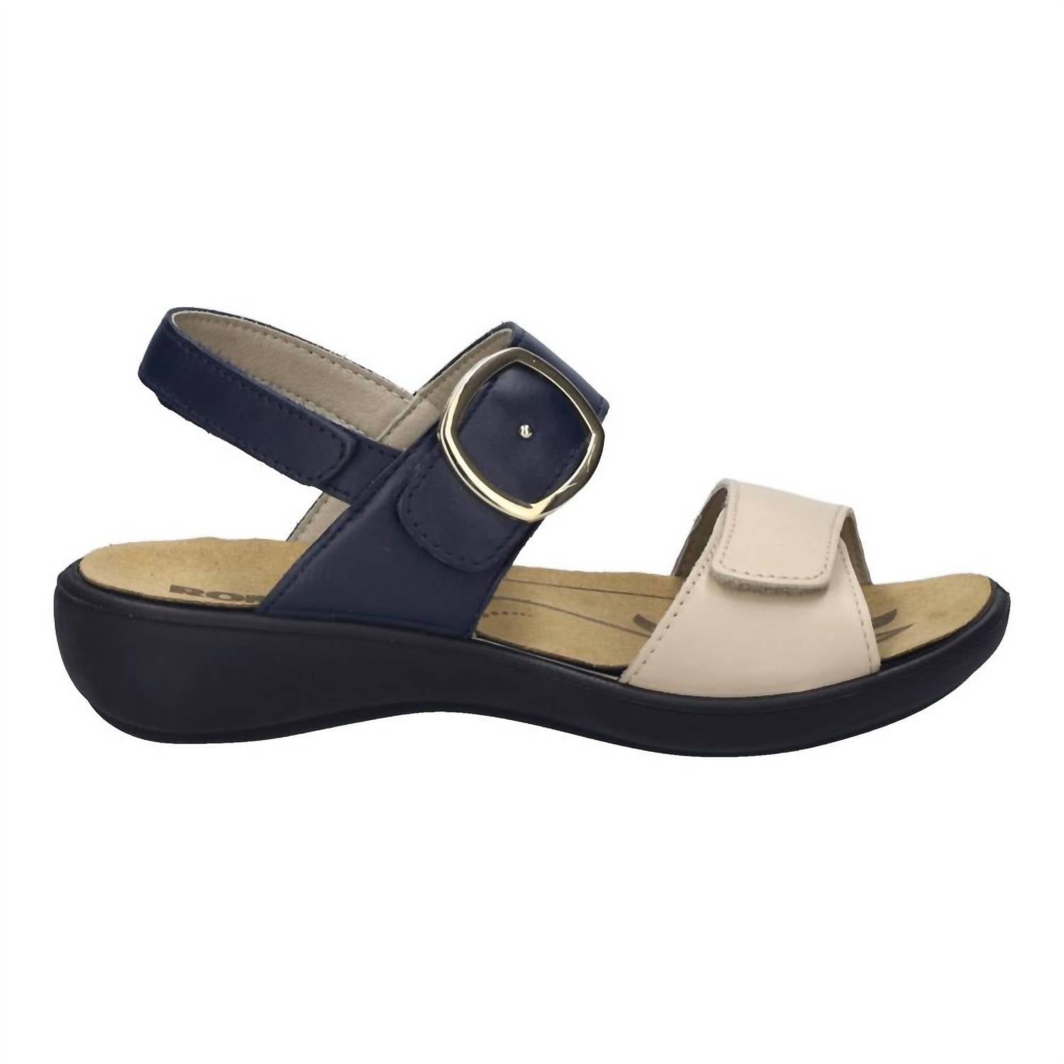 Romika USA Women's Ibiza 12 Leather Sandals in white dark blue - women's sandal - detail view