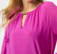 Joseph Ribkoff - Keyhole Neckline 3/4 Sleeves Chiffon Top