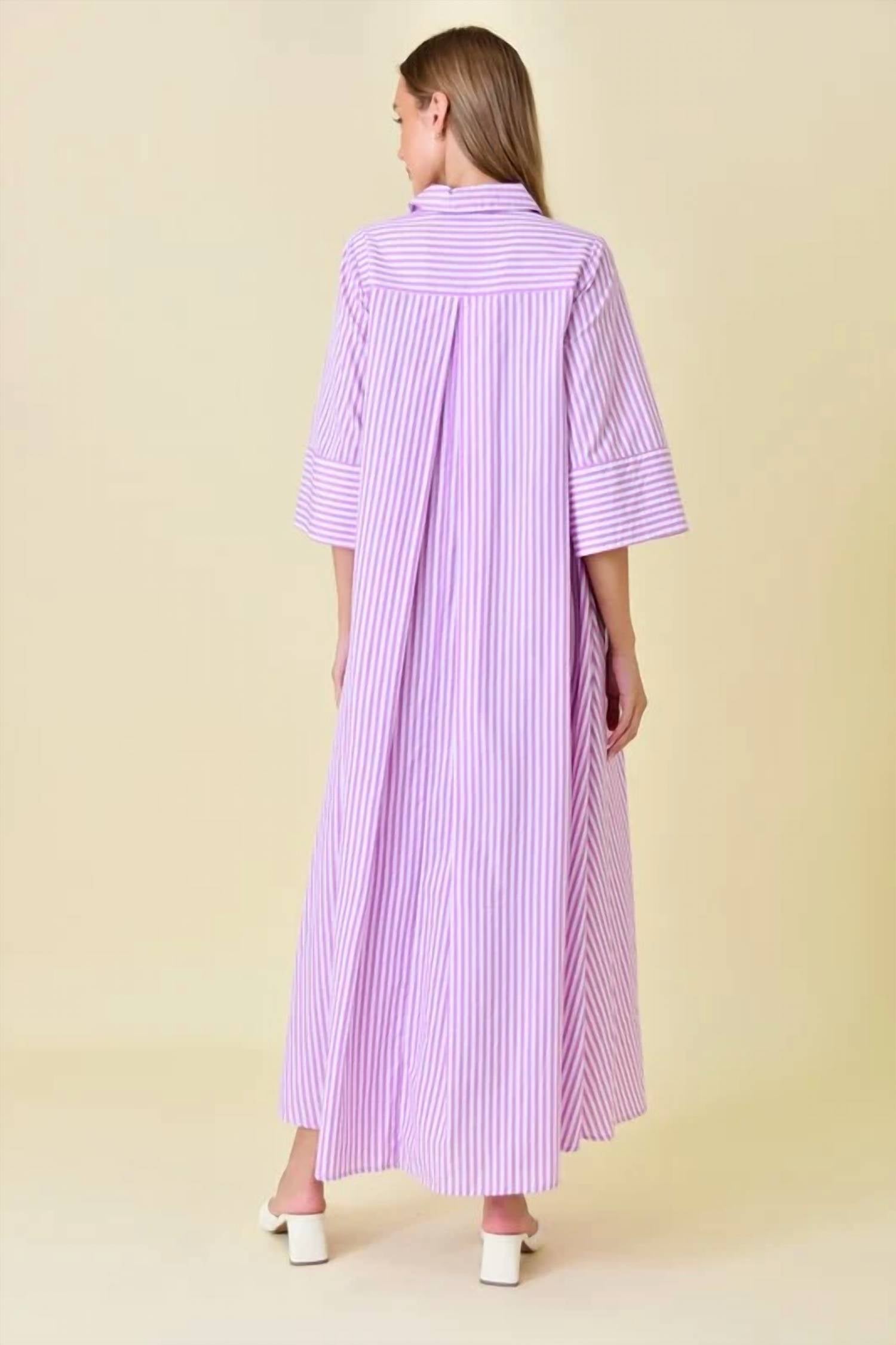 Fore Collection - Striped Maxi Shirt Dress