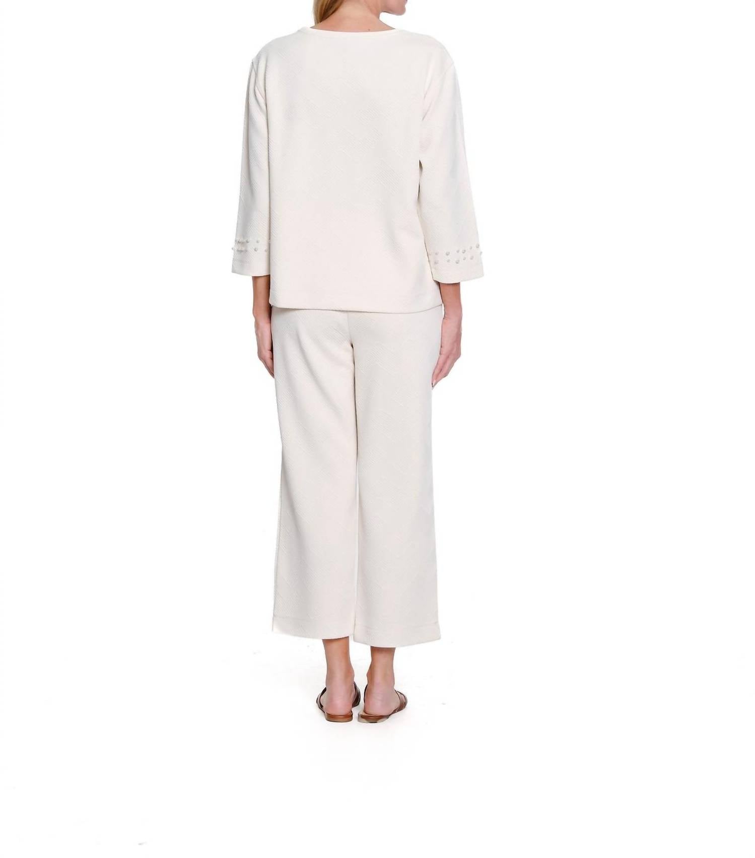 Multiples - Jacquard Knit Crop Pants