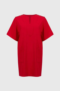 Joseph Ribkoff - Woven Short Sleeve Straight Dress