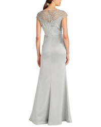 Theia - Cosette Applique Satin Gown