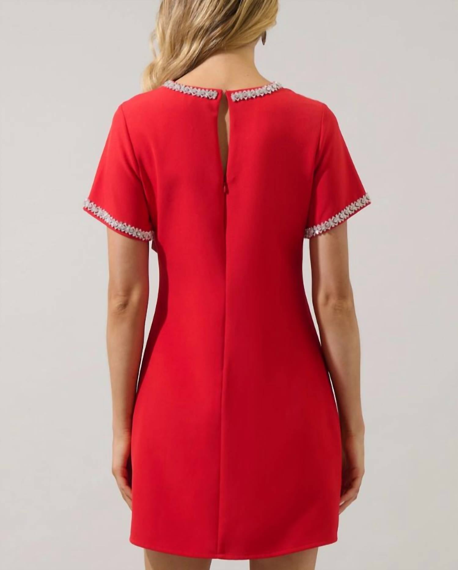 Sugarlips - Kaitlyn Rhinestone Shift Mini Dress