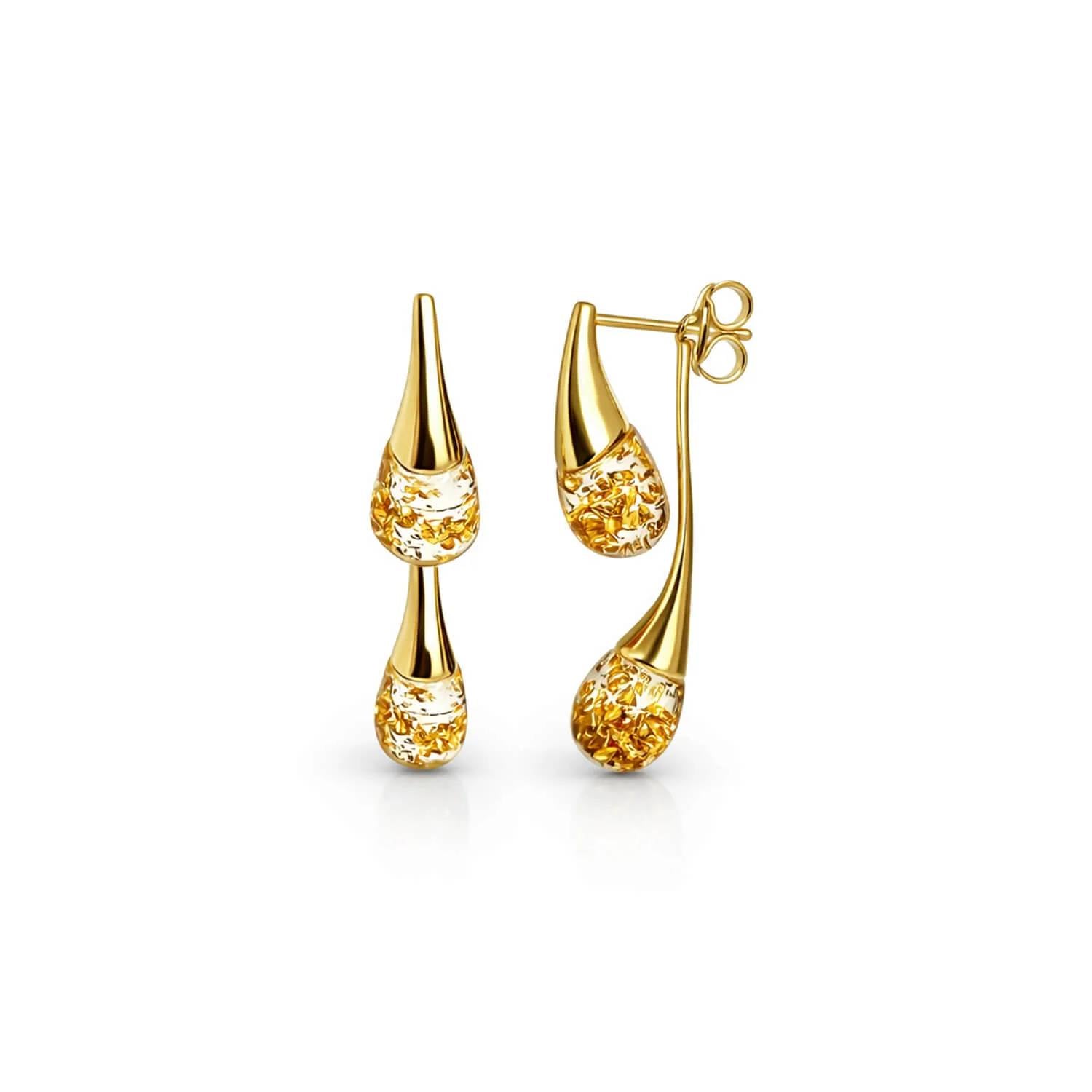 Gold & Honey - Women's Interchangeable Double Drop Earrings