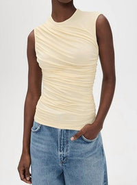 AGOLDE Ester Twist Tank Top in lemon drop - women's tank top