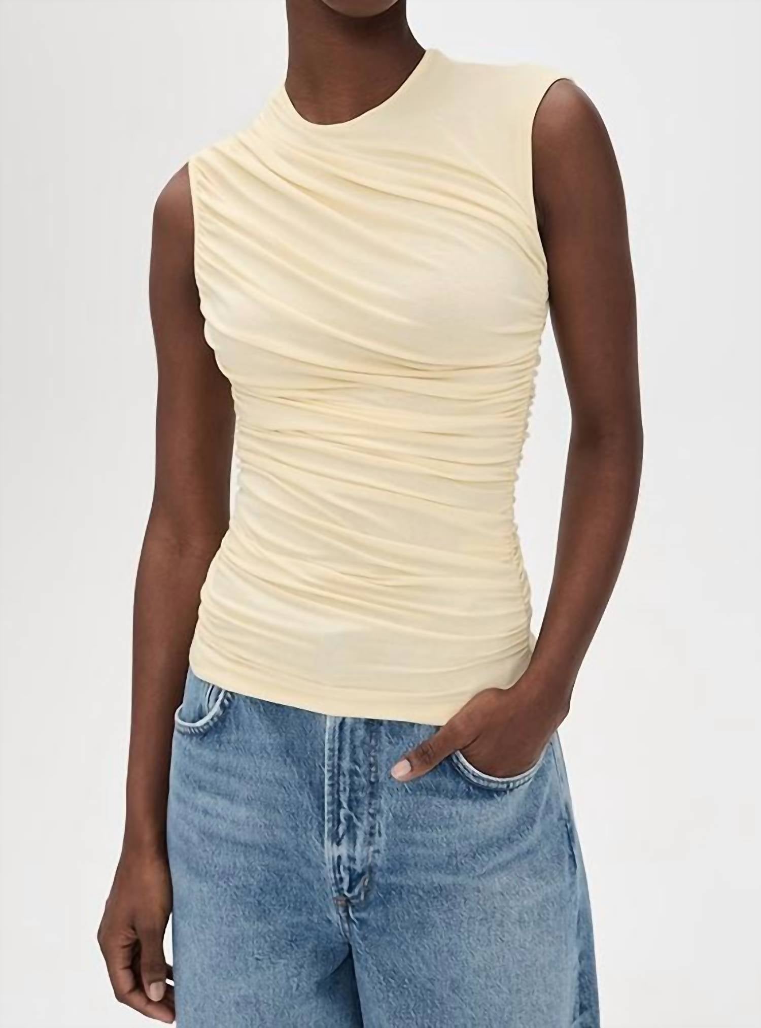 AGOLDE Ester Twist Tank Top in lemon drop - women's tank top