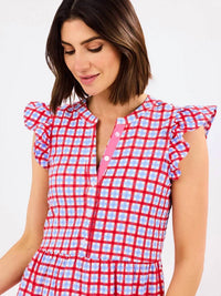 Mary Square - Riley Flutter Sleeve Gingham Dress