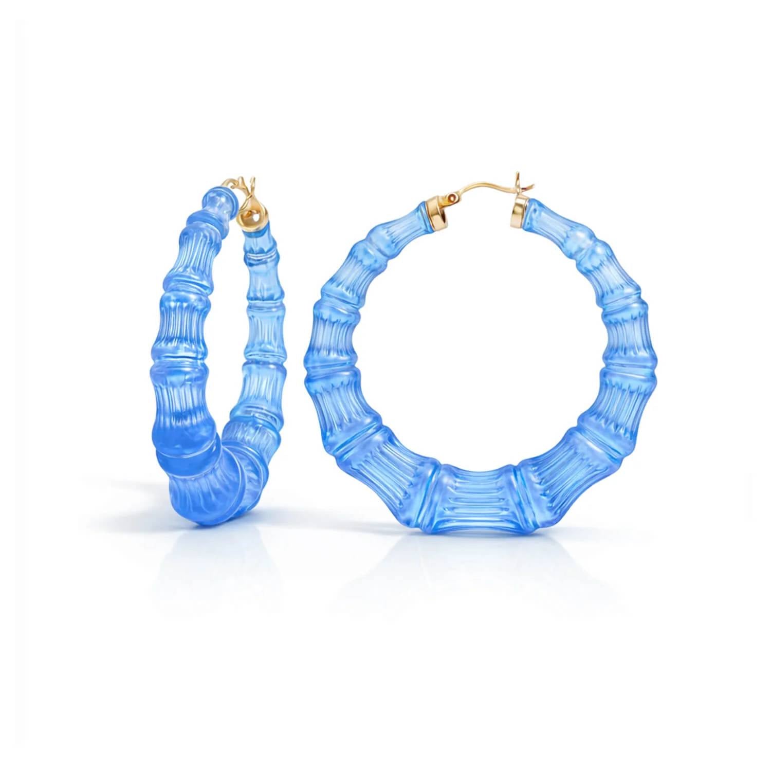 Gold & Honey - Women's Lucite Bamboo Hoop Earrings