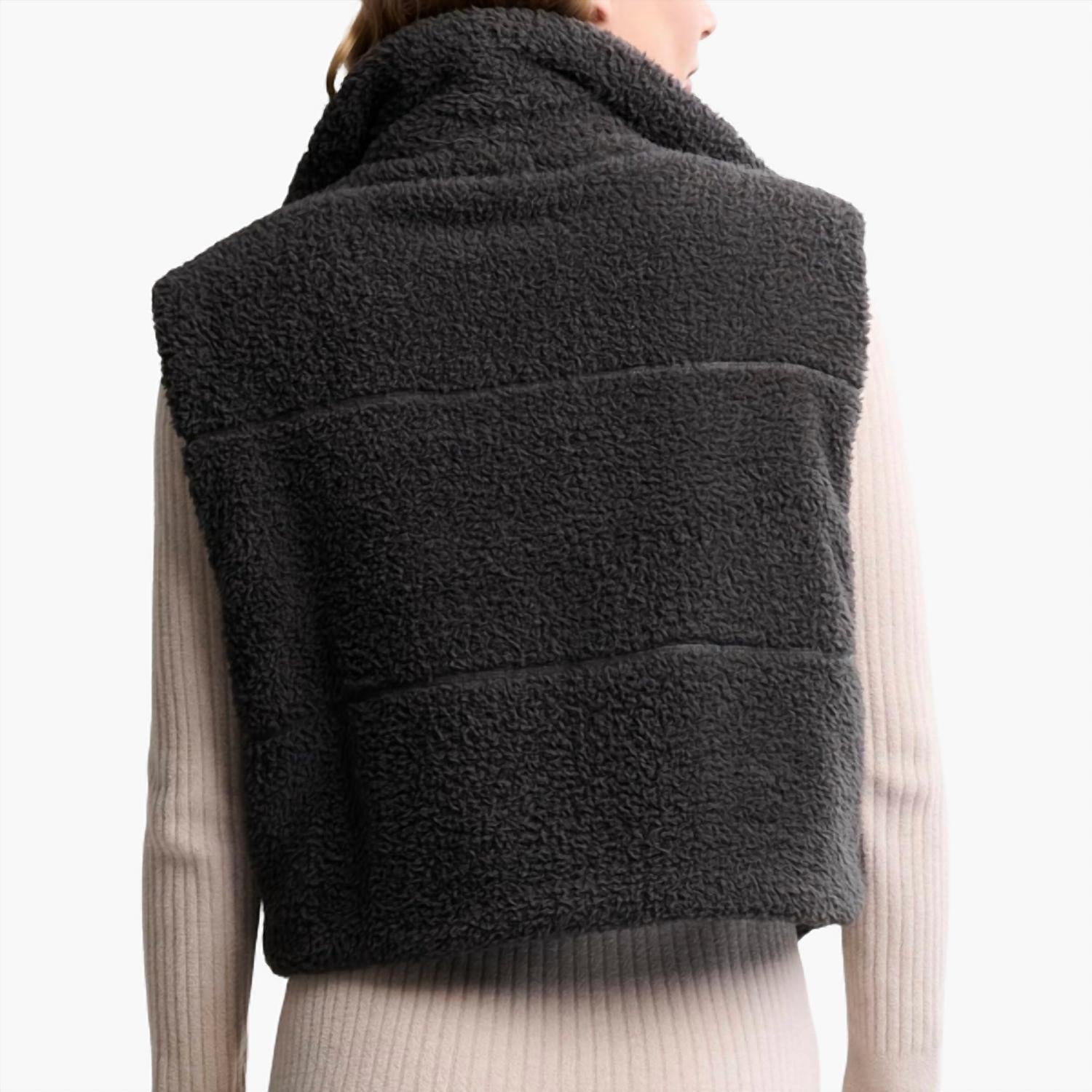 BAREFOOT DREAMS Brushed Puffer Vest in carbon - women's jacket - alternate view