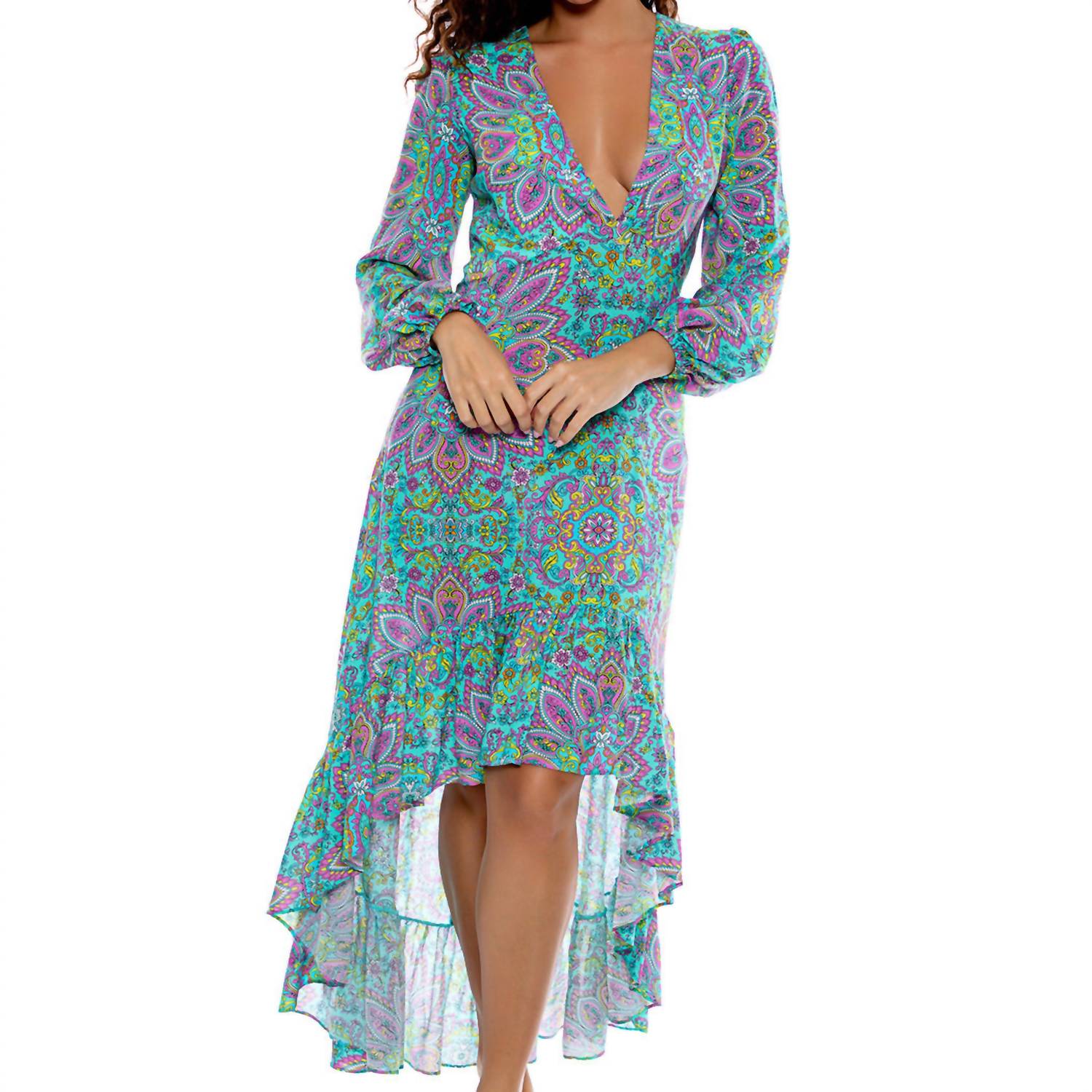 Luli Fama - Groovy Luli Hi Lo Long Sleeve Midi Dress