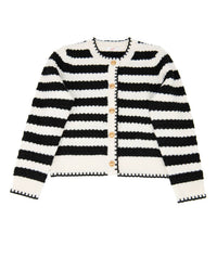 8apart Jayne Striped Cardigan in black stripe - women's cardigan - view 4