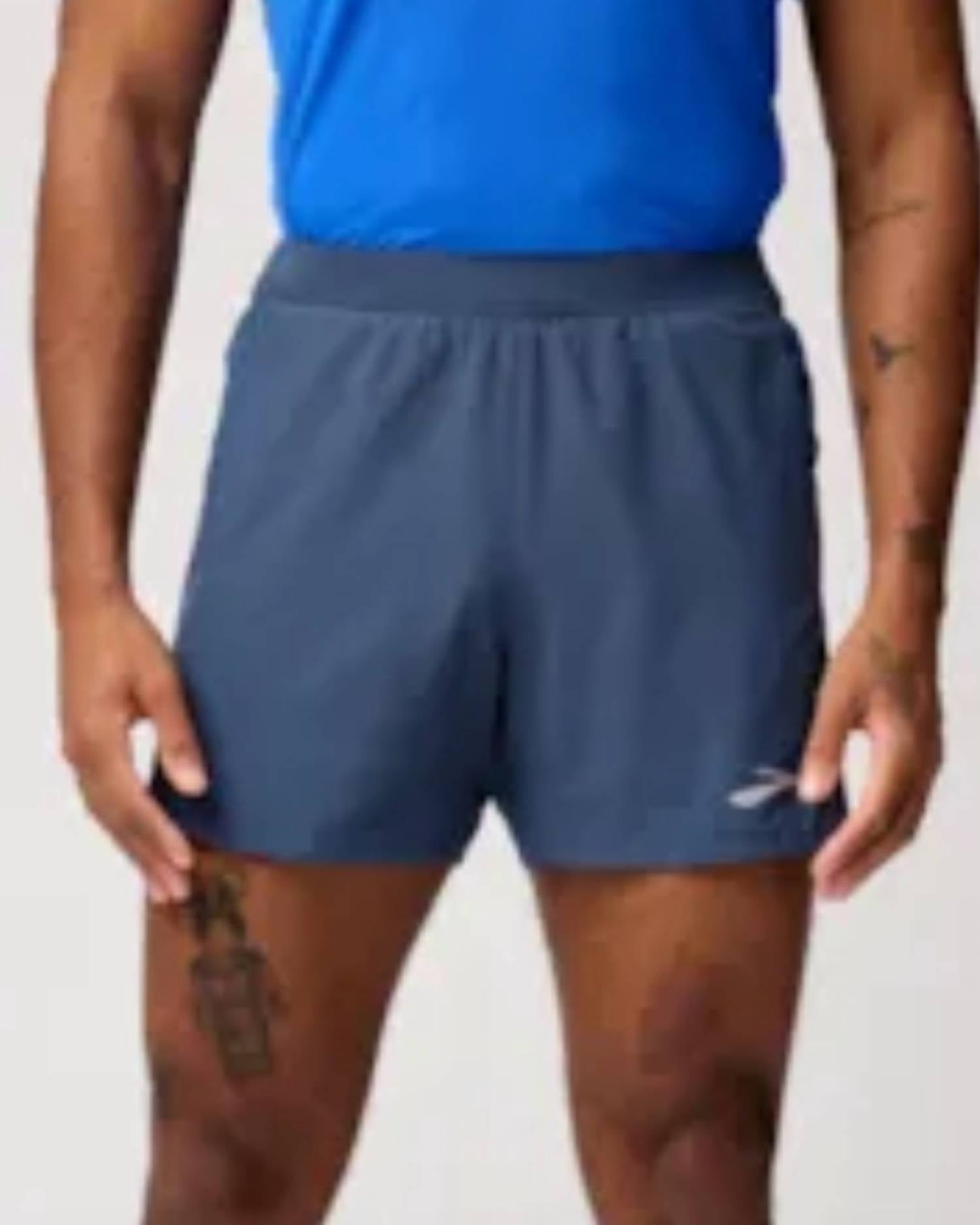 BROOKS Journey 5" Athletic Short in blue slate speed logo - men's shorts - detail view