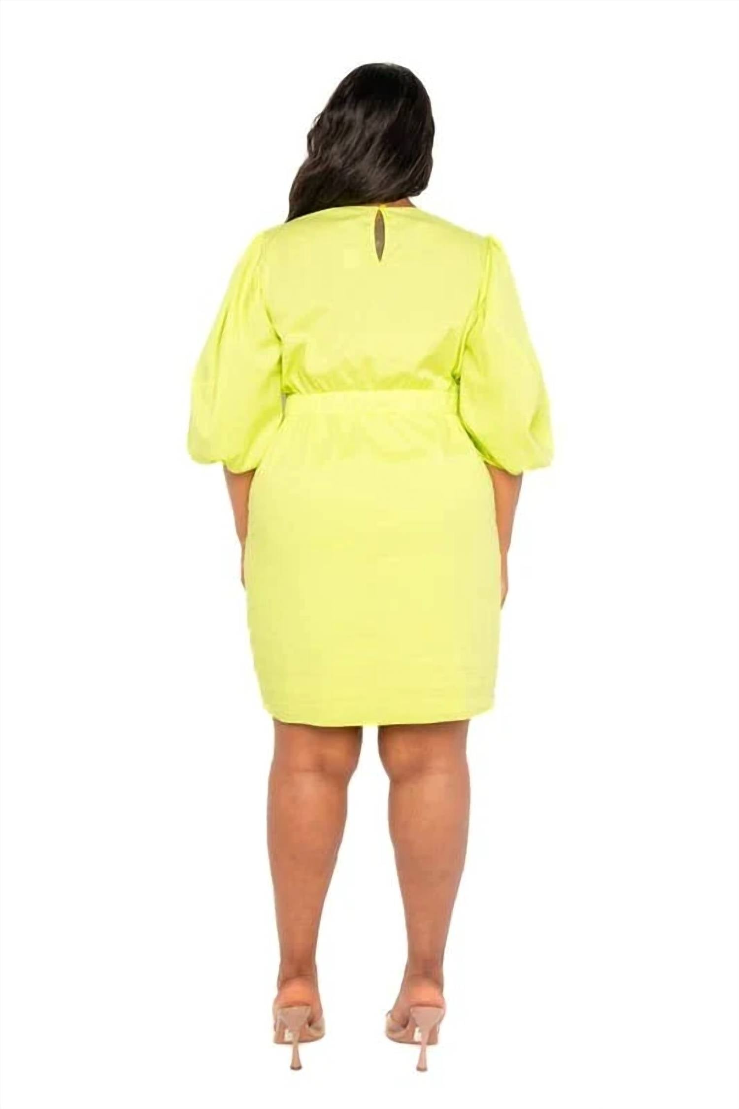 J2 Fashion - Puff Sleeve Ruched Dress