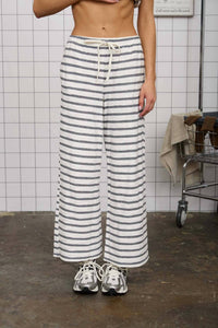 Joa - Stripe Drawstring Wide Leg Knit Lounge Pants