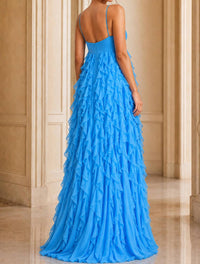 Jovani - Halter Gown With Cascading Ruffle