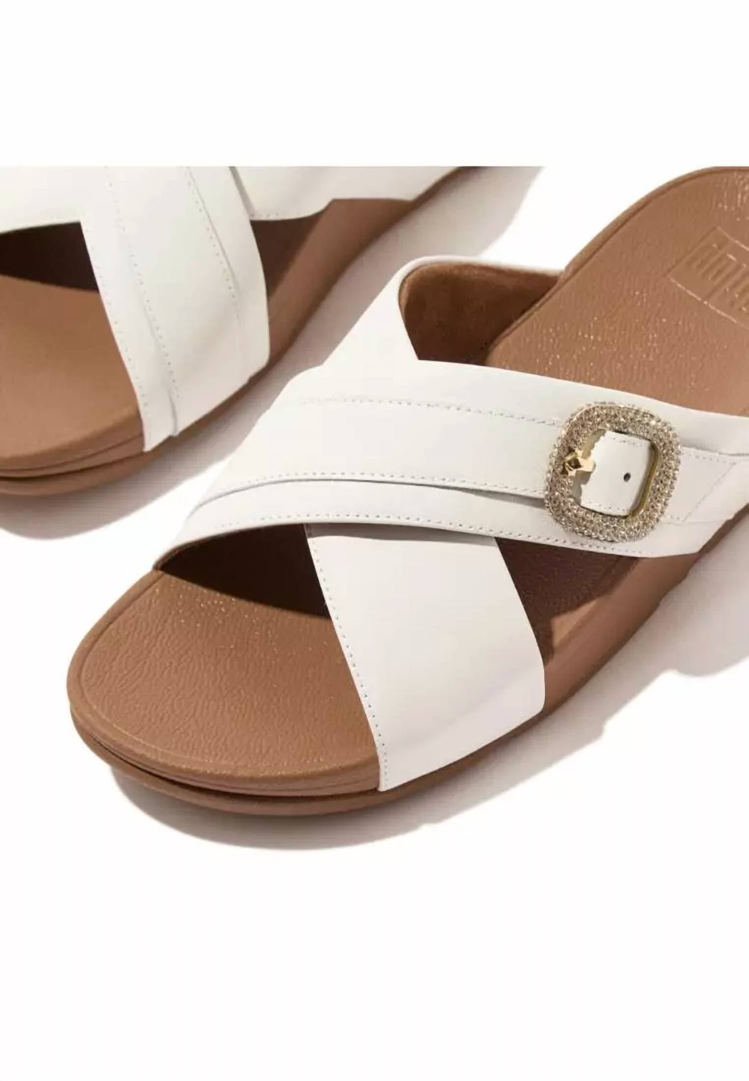Fitflop - Women's Lulu Buckle Leather Cross Slide Sandals