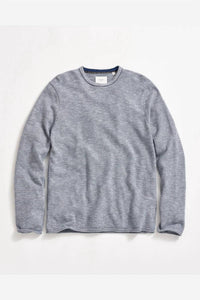 Billy Reid Men's Tuck Stripe Crew Tee in dark denim - women's long sleeve top