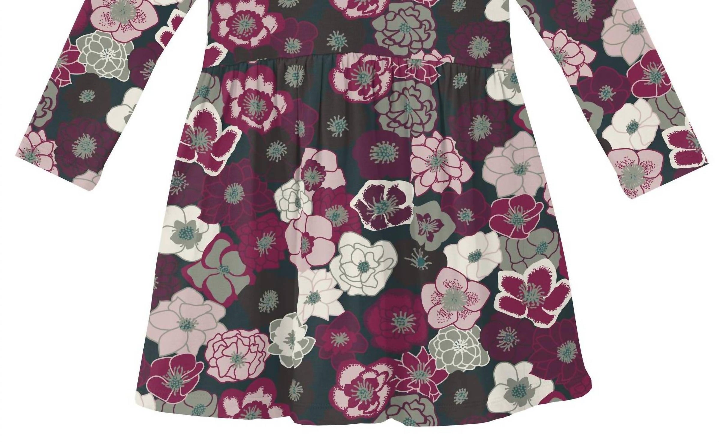 Kickee - Girls' Bamboo Print Long Sleeve Twirl Dress