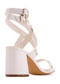 Andrea Women's Studded Sandal in white - women's sandal - detail view