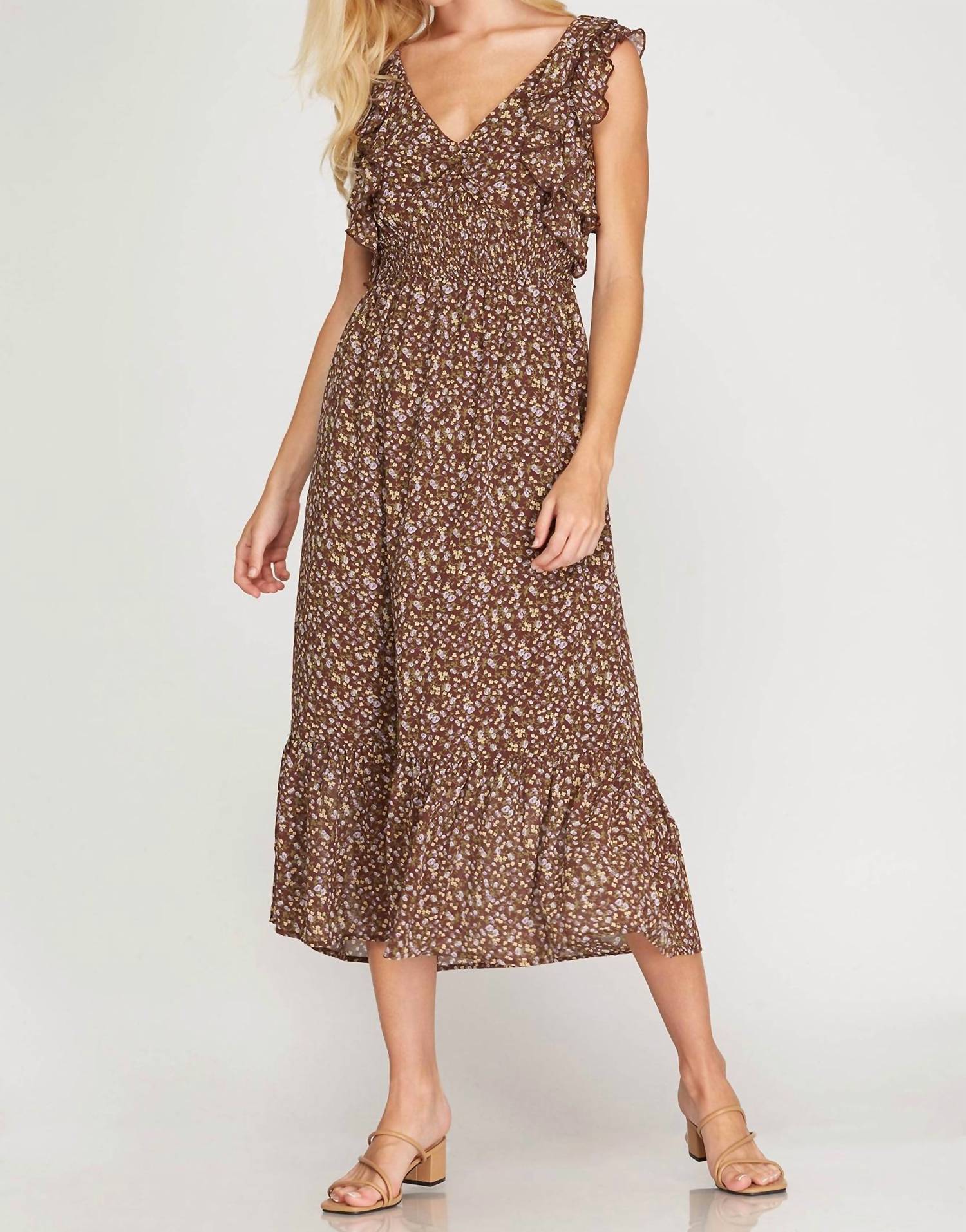 She + Sky - Sleeveless Tie Dye Woven Dress
