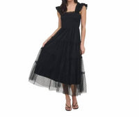 Blu Pepper - Polka Dot Chiffon Smocked Tiered Midi Dress