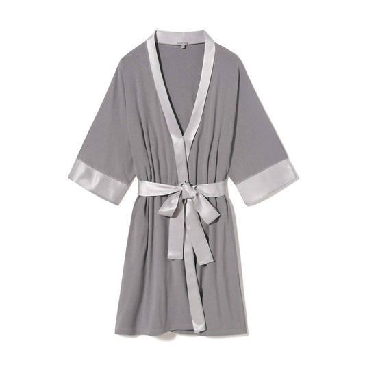 Shala Knit Robe With Pockets And Satin Trim