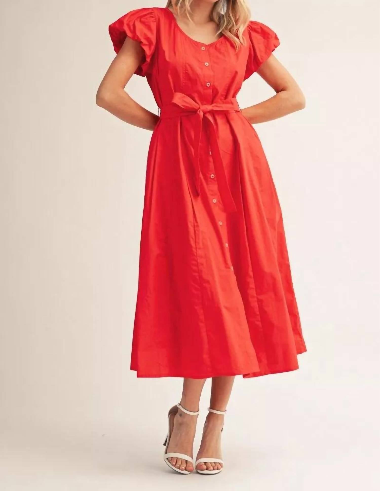 Jodifl Part Of You Midi Dress in red - women's dress - alternate view