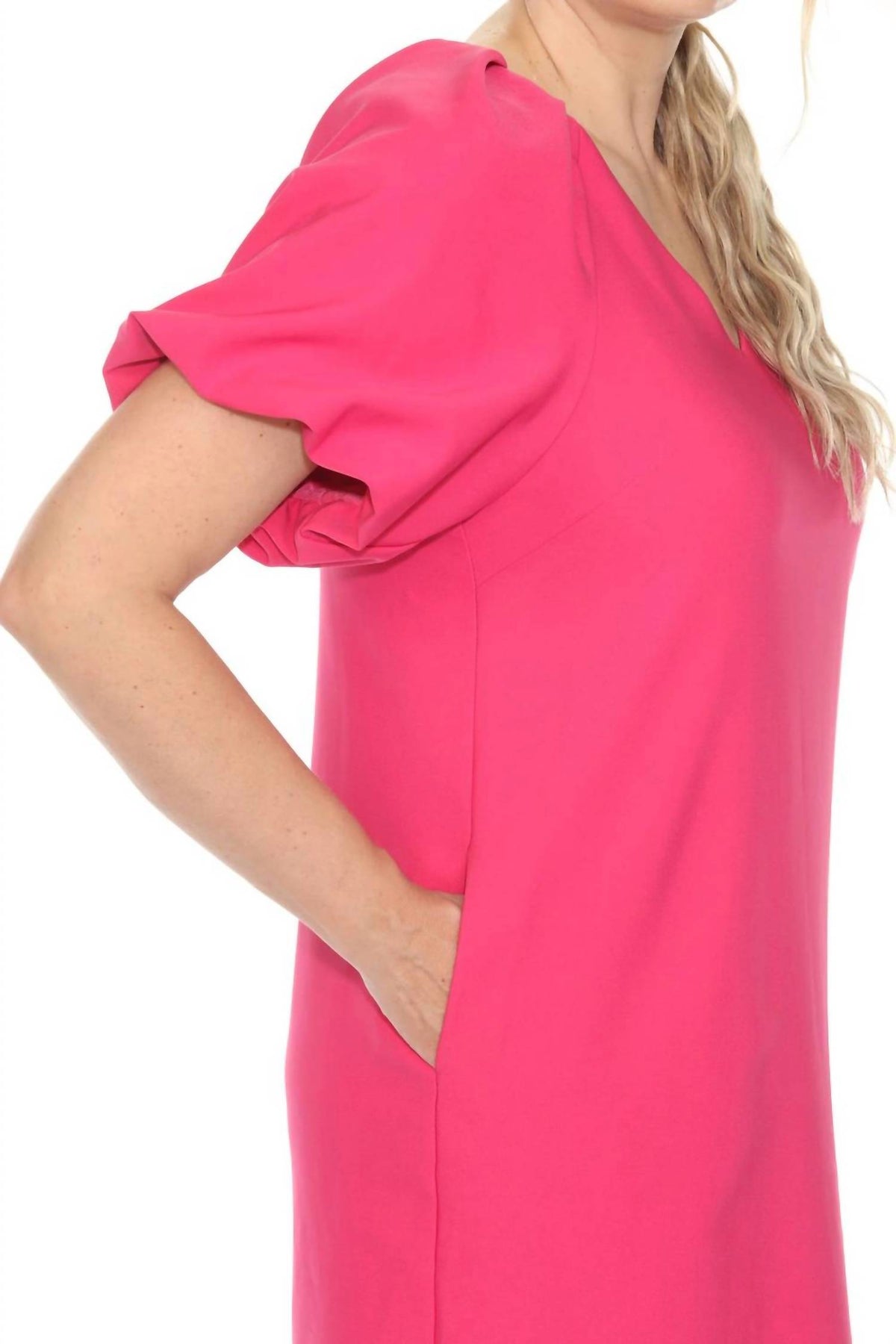 Joseph Ribkoff - V-neck Puff Sleeve Shift Dress