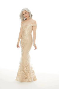 Morilee - Metallic Lace Evening Gown