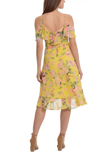 London Times - Floral Flutter Off-the-Shoulder Dress
