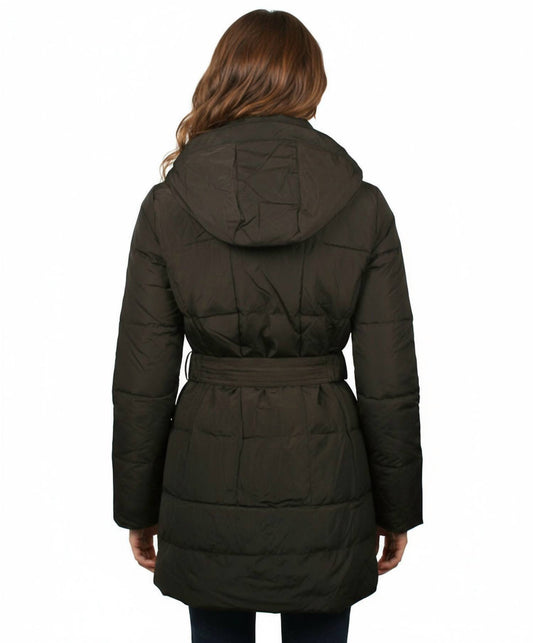 Latte Black - Single Breasted Down Puffer Coat Jacket