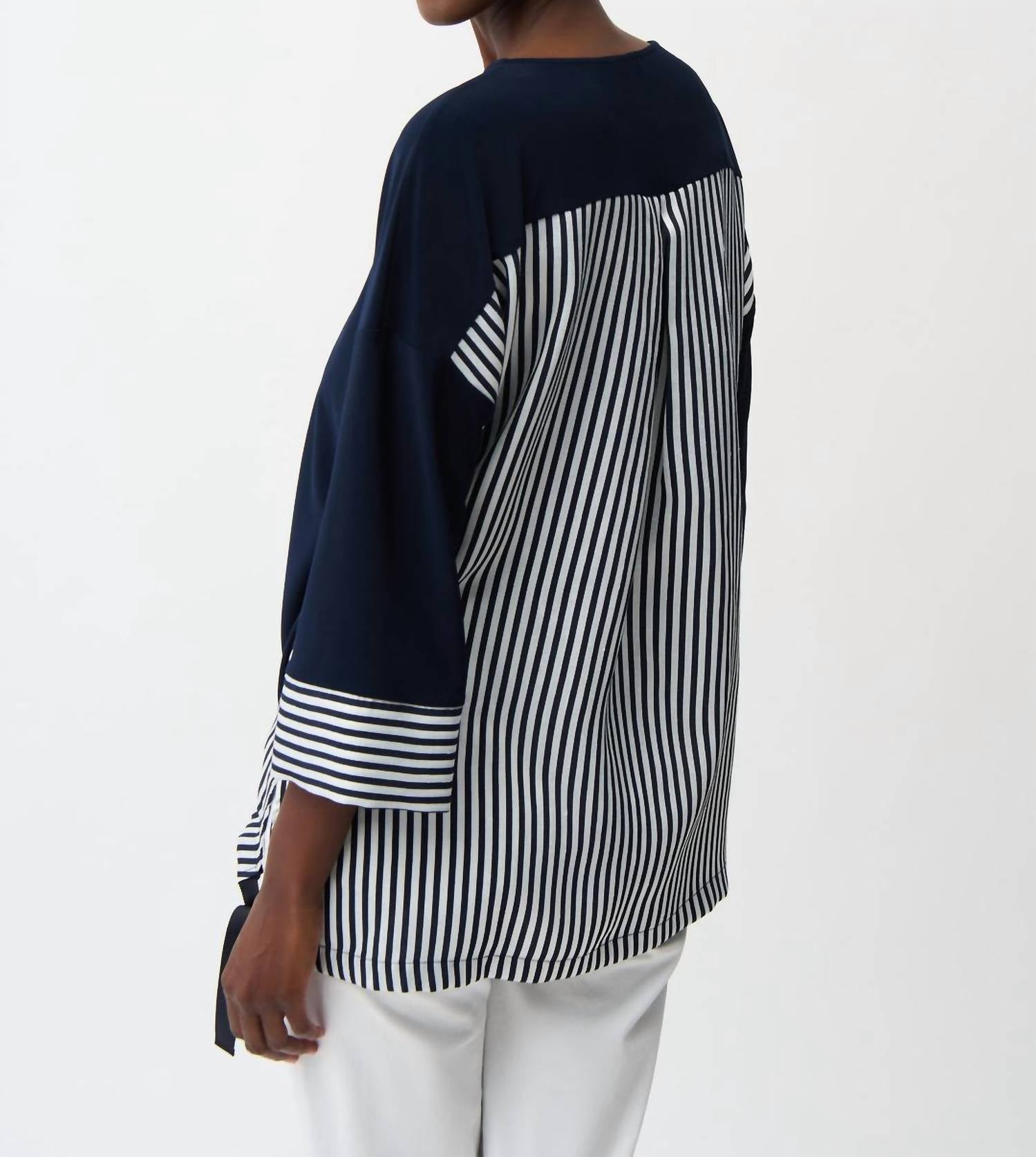 Joseph Ribkoff - Stripe Top With High Low Hem
