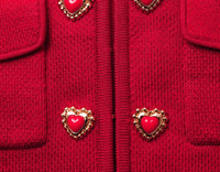 Self-Portrait - Knit Heart Buttoned Cardigan