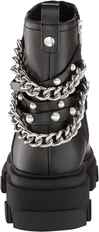 Nine West - Women's Cearlz3 Chain Detailed Leather Ankle Boots