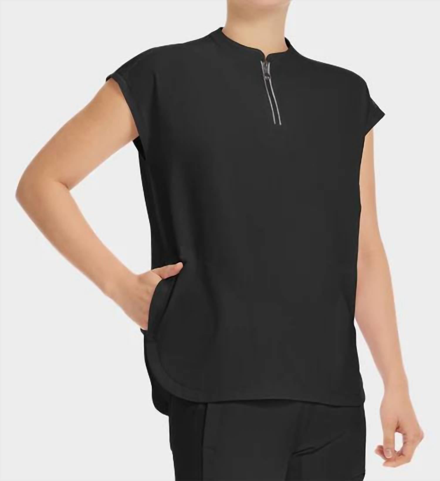 Healing Hands - Sandy Zip Mandarin Collar Top