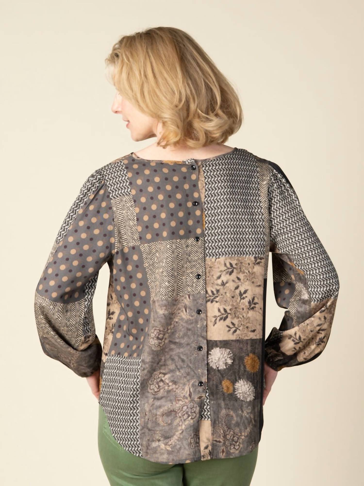 Papillon - Patch Print Top With Back Buttons