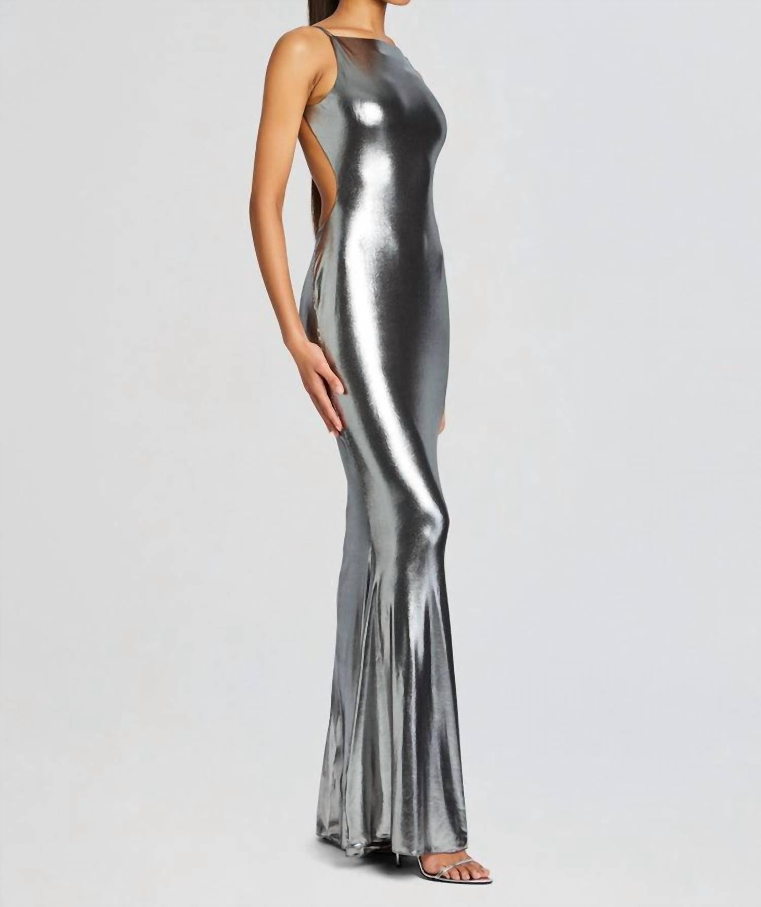 Retrofete - Romilly Metallic Open-back Evening Dress