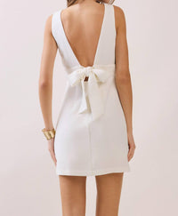 Tcec - Wide Waistband Back Self Tie Bow Mini Dress