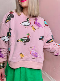 Queen Of Sparkles - Sequined Duck Sweatshirt