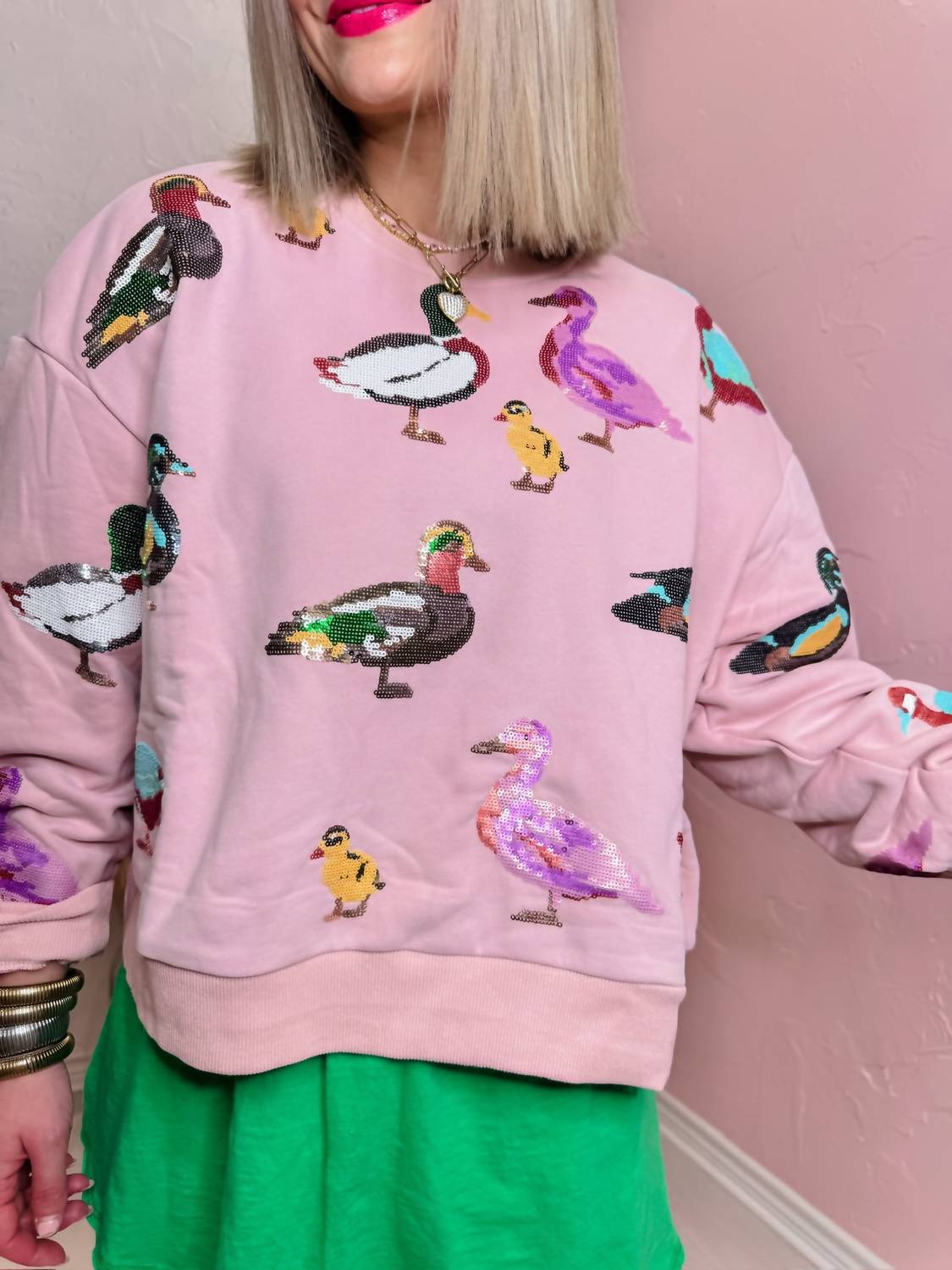 Queen Of Sparkles - Sequined Duck Sweatshirt
