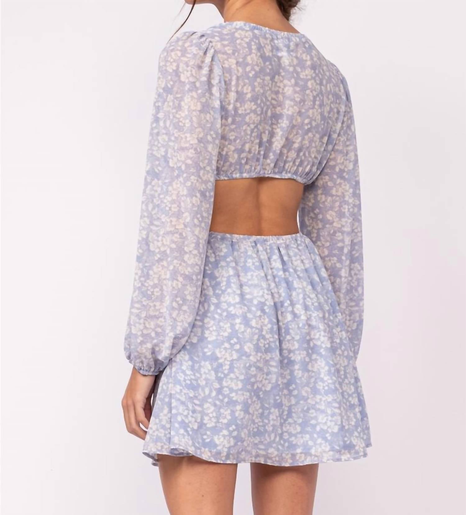 Sky To Moon - Romantic Floral Plunge Cutout Dress