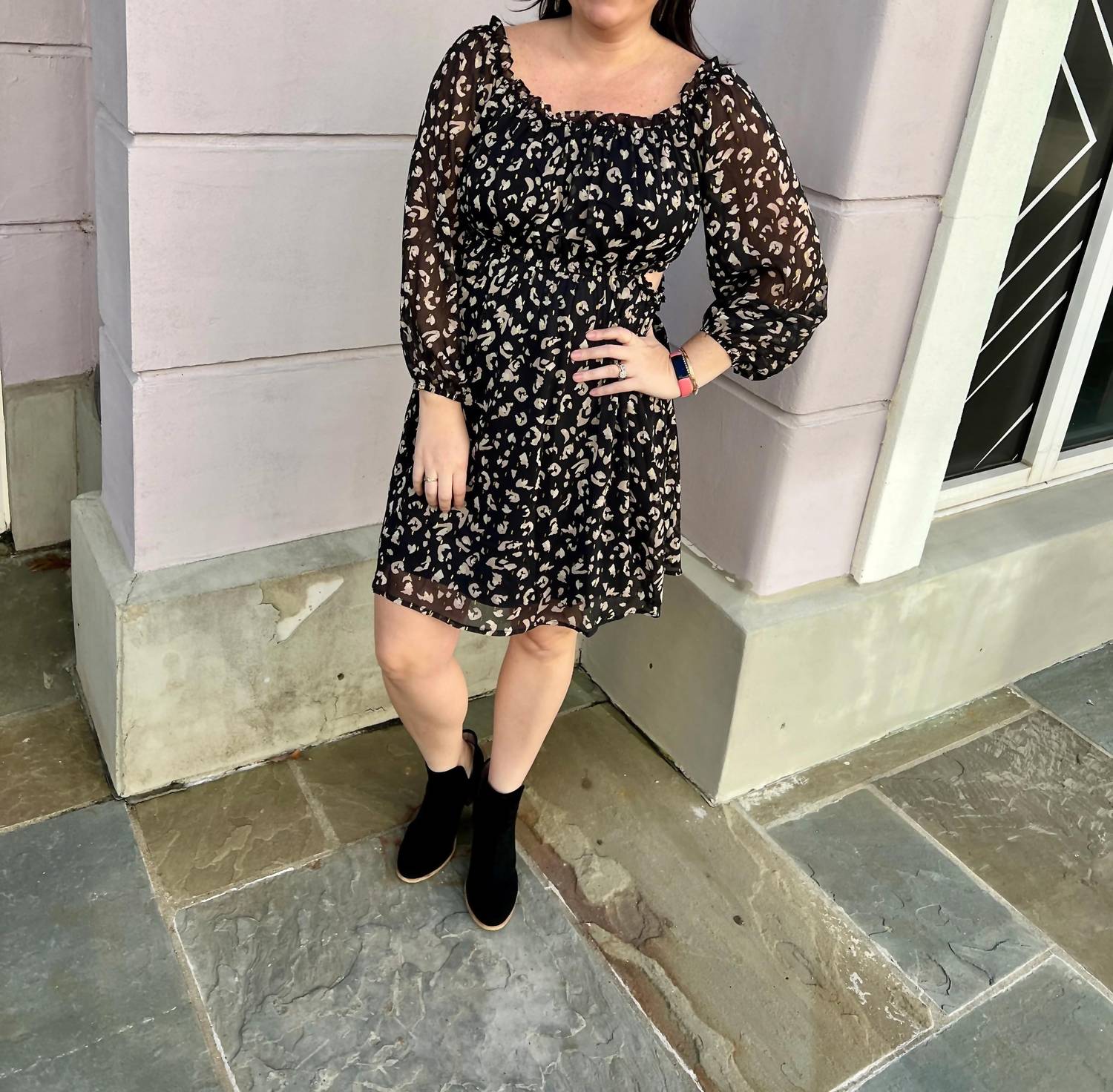 Ee:Some - Printed Off Shoulder Mini Dress