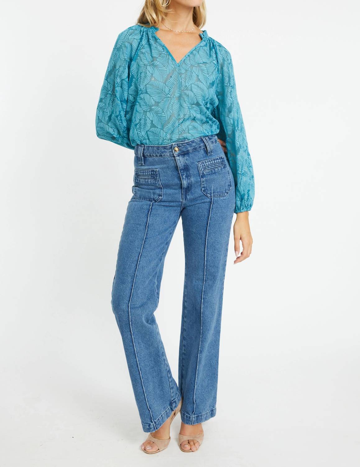 Caballero - Miki V Neck Ruffle Top
