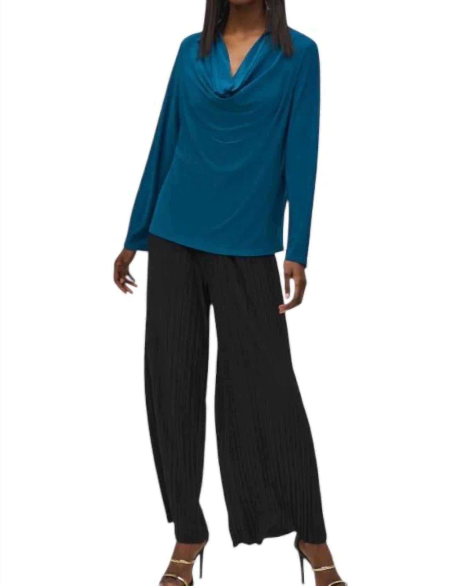 Joseph Ribkoff Silky Knit Cowl Neck Top in twilight - women's blouse - alternate view