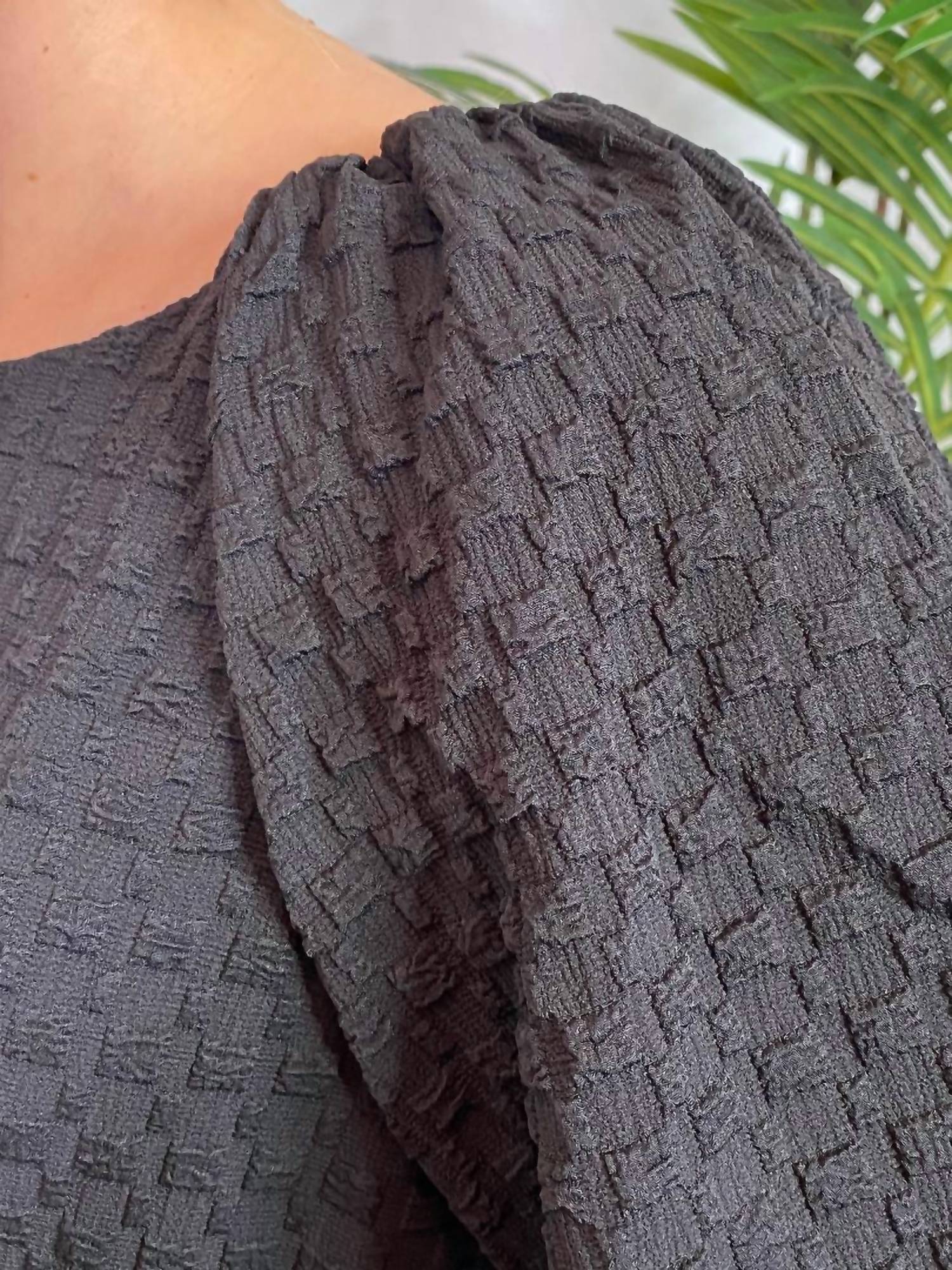 Umgee - Textured Crew Neck Blouse